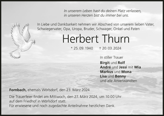Anzeige von Herbert Thurn von MGO