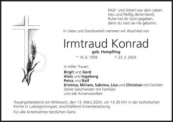 Anzeige von Irmtraud Konrad von MGO