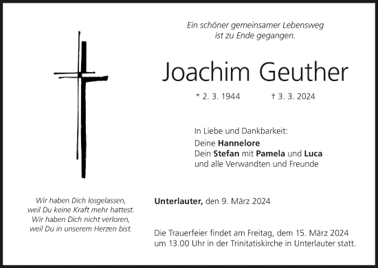 Anzeige von Joachim Geuther von MGO