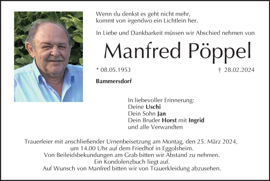 Anzeige von Manfred Pöppel von MGO