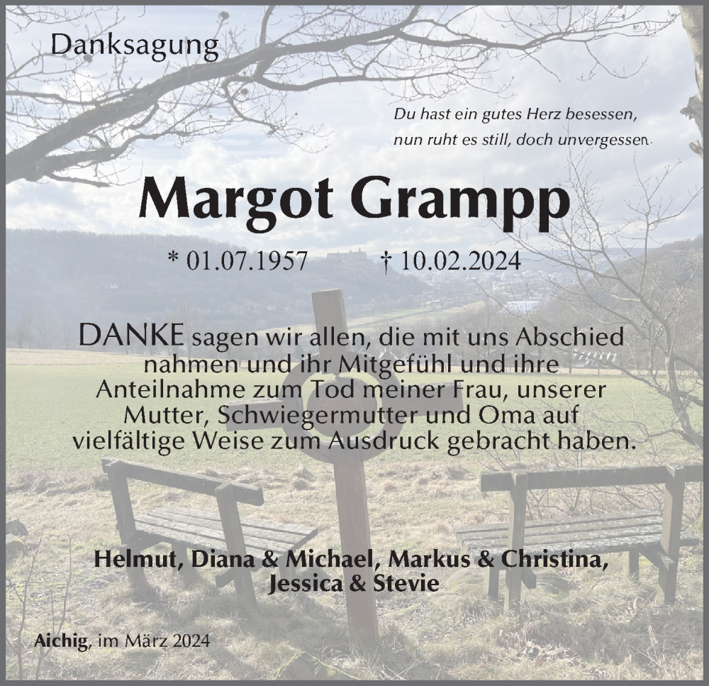  Traueranzeige für Margot Grampp vom 12.03.2024 aus MGO