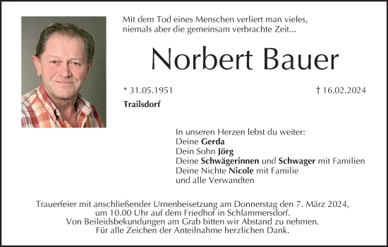 Anzeige von Norbert Bauer von MGO