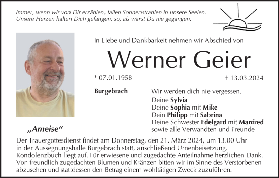 Anzeige von Werner Geier von MGO