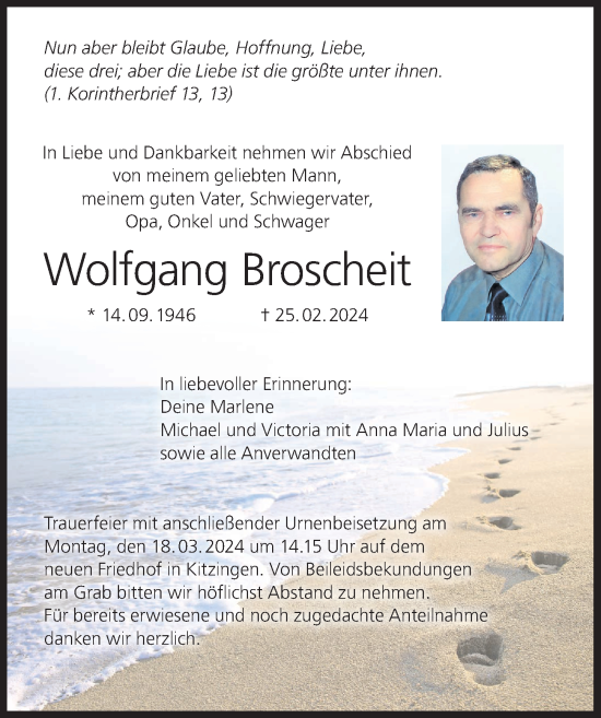 Anzeige von Wolfgang Broscheit von MGO