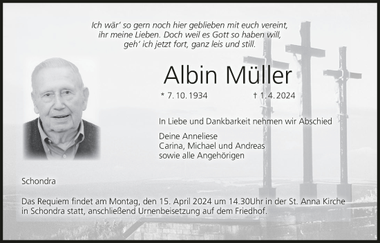 Anzeige von Albin Müller von MGO