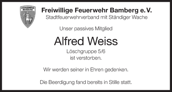 Anzeige von Alfred Weiss von MGO