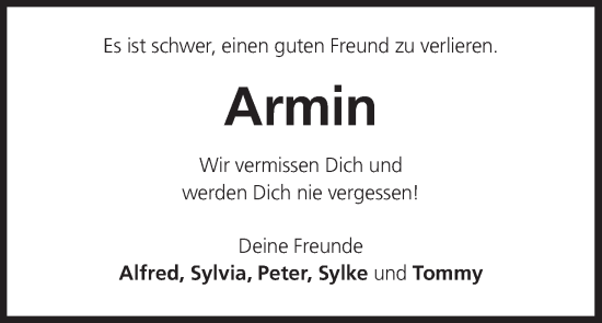 Anzeige von Armin Huper von MGO