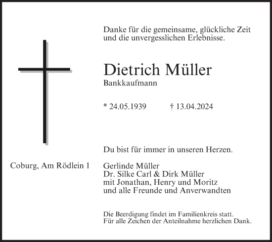 Anzeige von Dietrich Müller von MGO