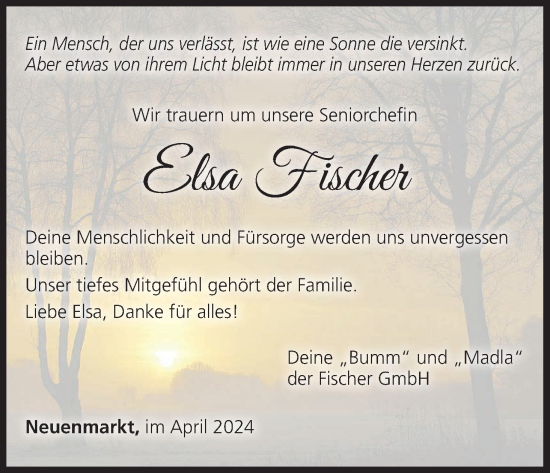 Anzeige von Elsa Fischer von MGO