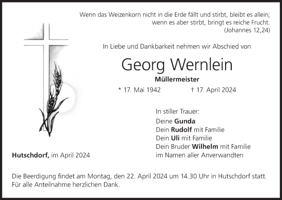 Anzeige von Georg Wernlein von MGO