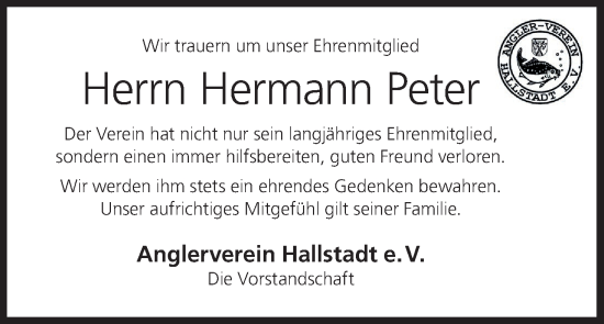 Anzeige von Hermann Peter von MGO