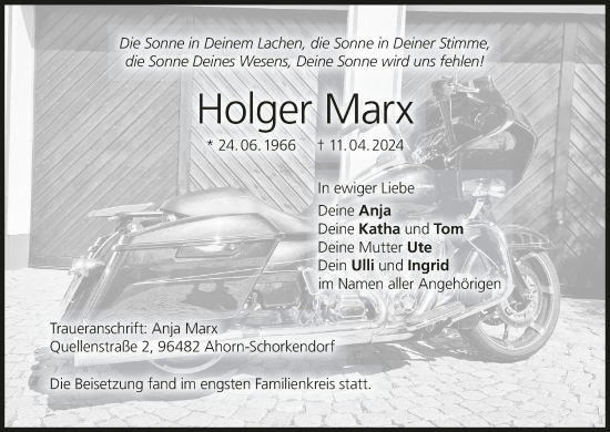 Anzeige von Holger Marx von MGO