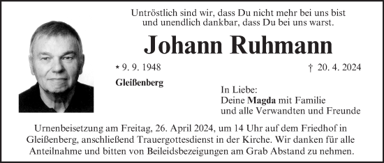 Anzeige von Johann Ruhmann von MGO