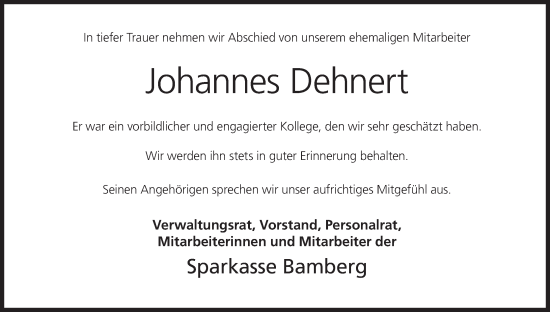 Anzeige von Johannes Dehnert von MGO