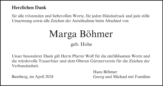 Anzeige von Marga Böhmer von MGO