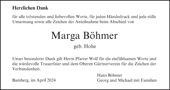 Traueranzeige von Marga Böhmer