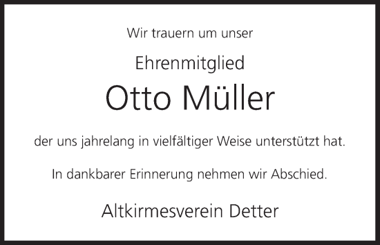 Anzeige von Otto Müller von MGO
