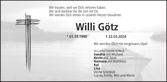 Anzeige von Willi Götz von MGO
