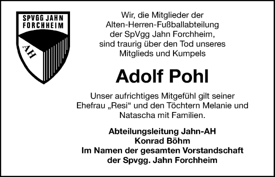 Anzeige von Adolf Pohl von MGO