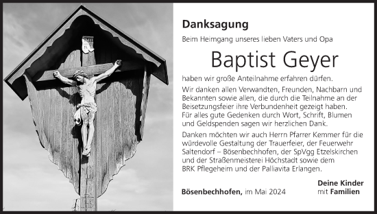 Anzeige von Baptist Geyer von MGO