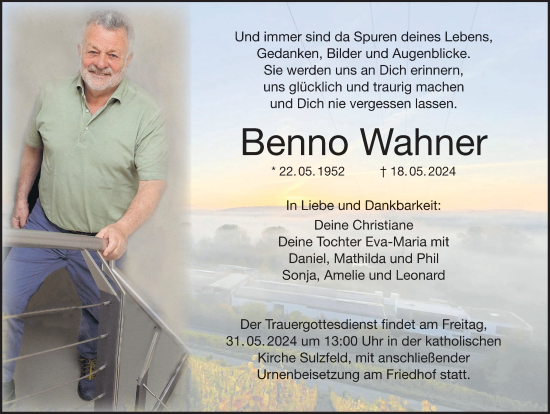 Anzeige von Benno Wahner von MGO