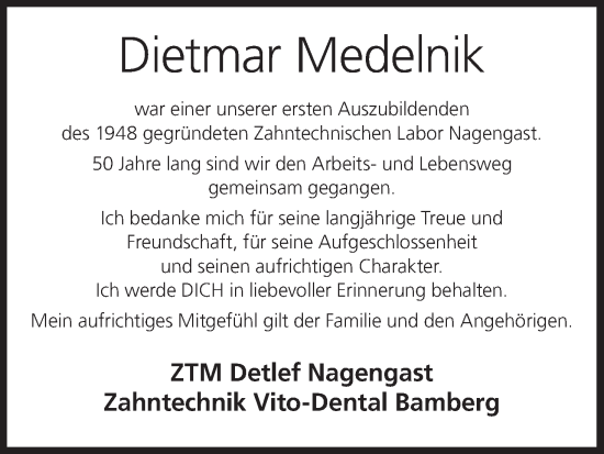 Anzeige von Dietmar Medelnik von MGO