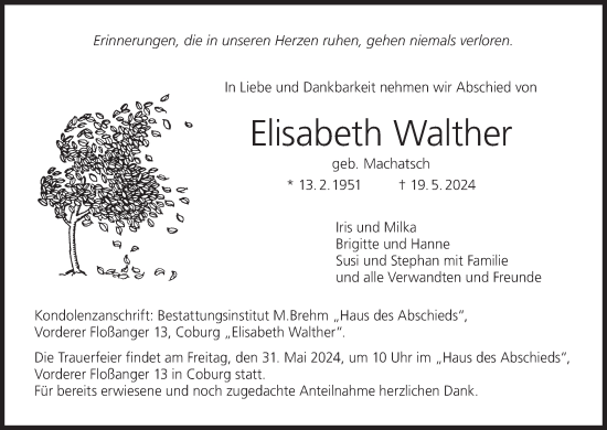 Anzeige von Elisabeth Walther von MGO