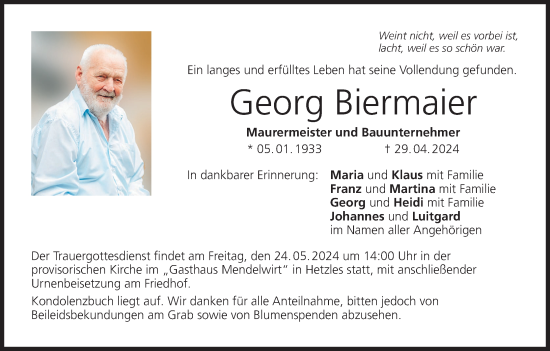 Anzeige von Georg Biermaier von MGO