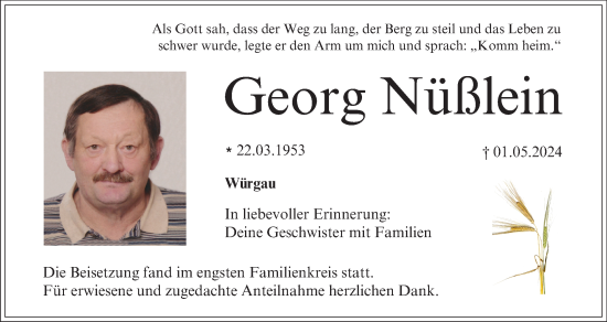 Anzeige von Georg Nüßlein von MGO