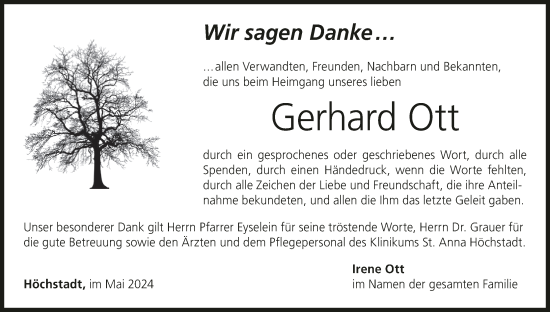 Anzeige von Gerhard Ott von MGO