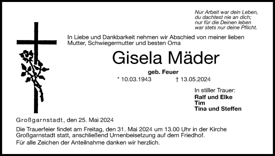 Anzeige von Gisela Mäder von MGO