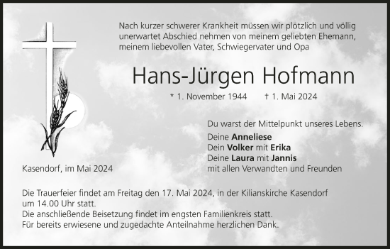 Anzeige von Hans-Jürgen Hofmann von MGO