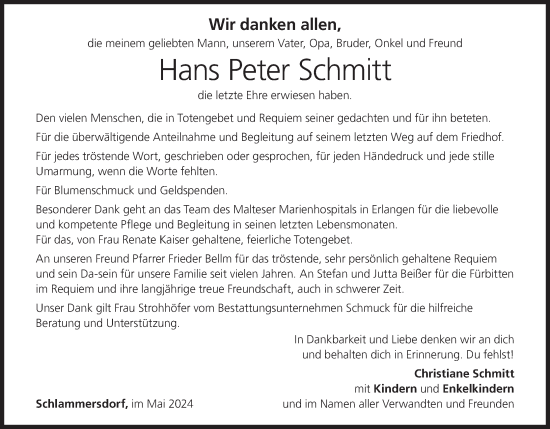 Anzeige von Hans Peter Schmitt von MGO