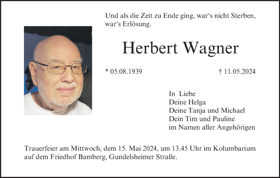 Anzeige von Herbert Wagner von MGO