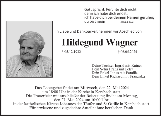 Anzeige von Hildegund Wagner von MGO