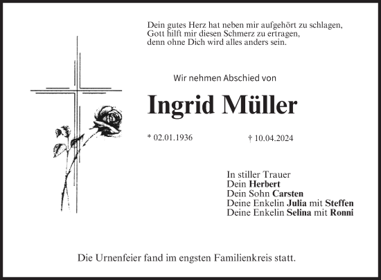Anzeige von Ingrid Müller von MGO