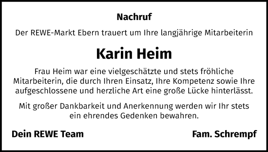 Anzeige von Karin Heim von MGO