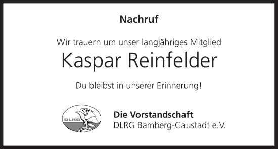 Anzeige von Kaspar Reinfelder von MGO