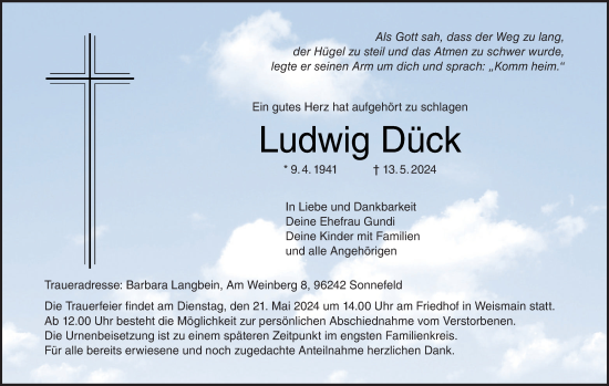 Anzeige von Ludwig Dück von MGO