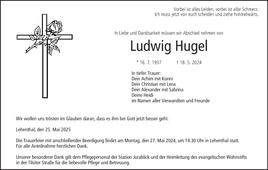Anzeige von Ludwig Hugel von MGO