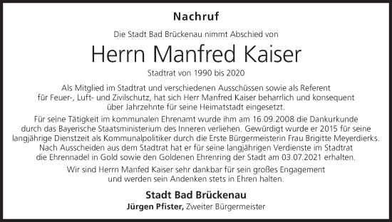 Anzeige von Manfred Kaiser von MGO