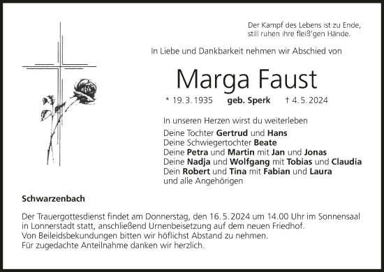 Anzeige von Marga Faust von MGO
