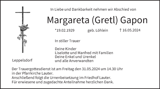 Anzeige von Margareta  Gapon von MGO