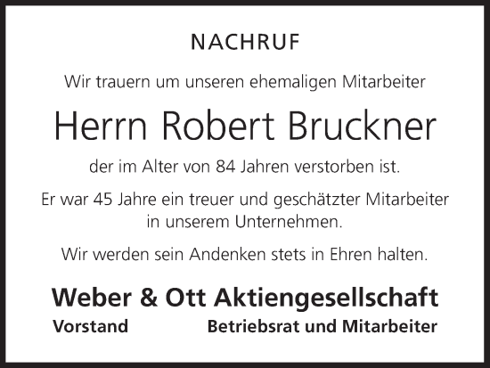 Anzeige von Robert Bruckner von MGO