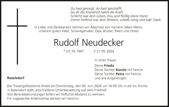 Anzeige von Rudolf Neudecker von MGO