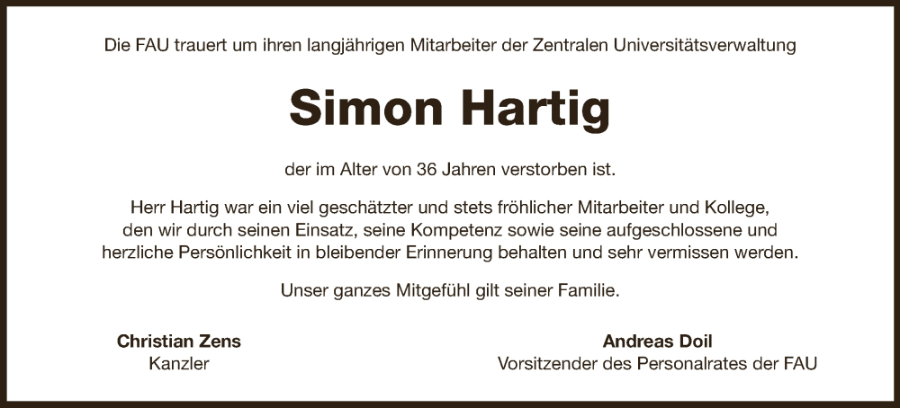  Traueranzeige für Simon Hartig vom 18.05.2024 aus MGO