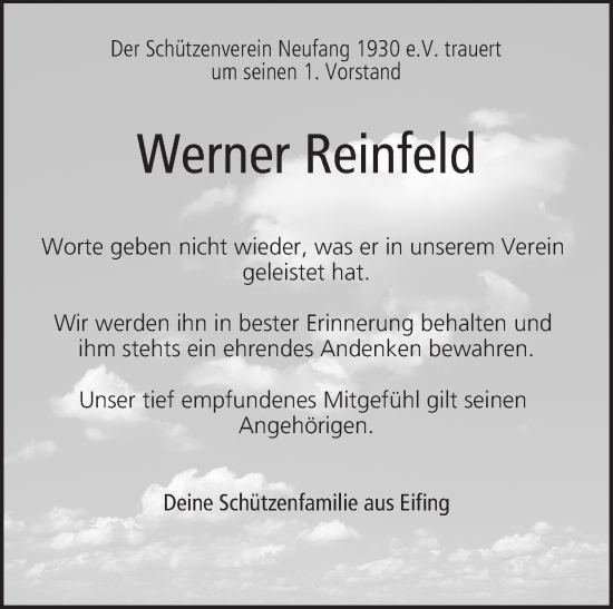 Anzeige von Werner Reinfeld von MGO