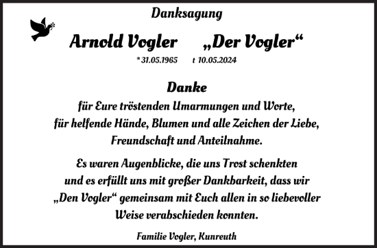 Anzeige von Arnold Vogler von MGO