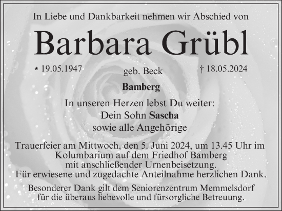 Anzeige von Barbara Grübl von MGO