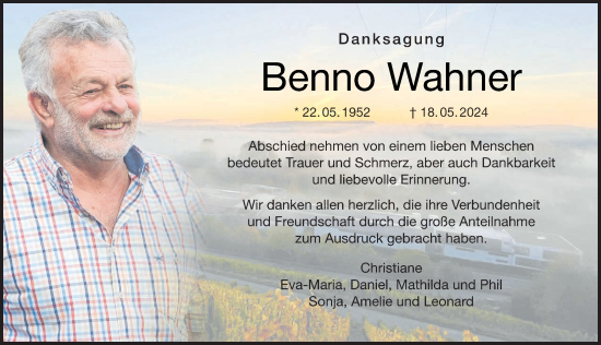 Anzeige von Benno Wahner von MGO